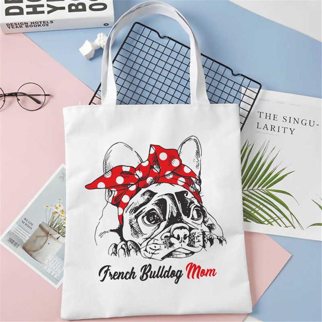 Французский бульдог Frenchies Сумка для покупок с принтом Женская дорожная пляжная большая сумка Сумка для вторичной переработки женская сумка-шоппер Экологическая женская сумка на плечо