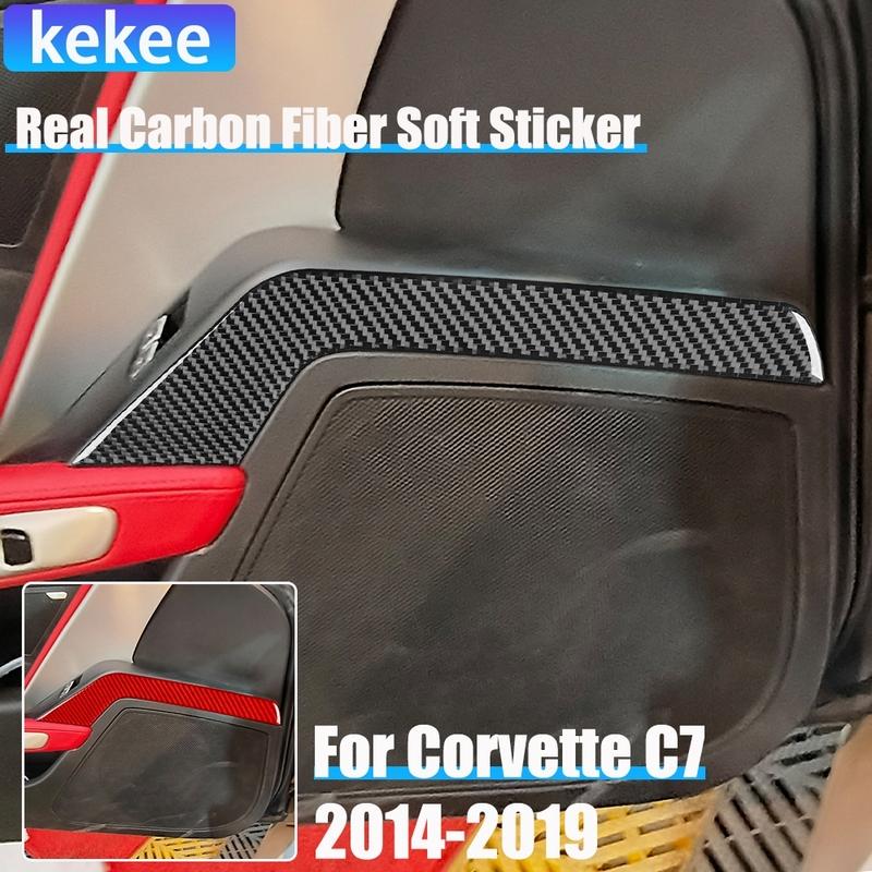 Real Carbon Fiber Car Accessories Driver Door Puller Decorative Cover Soft Sticker For Corvette C7 LT1 Z06 ZR1 LT5 2014-