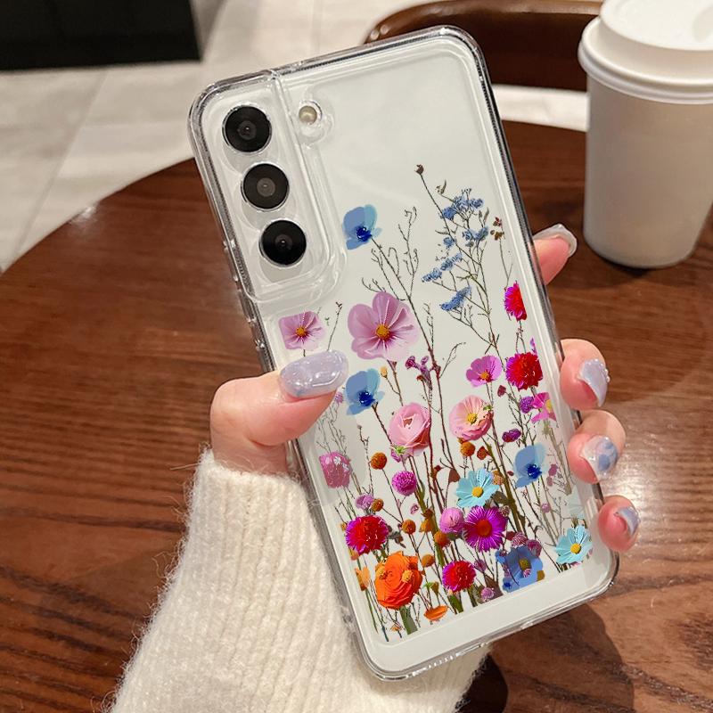 Чехол с маленькими цветами для Samsung Galaxy S24 S23 S22 Ultra S21 S20 FE A52 A56 A14 A34 A15 A25 A35 A55 A54 5G S25 Plus силиконовый чехол