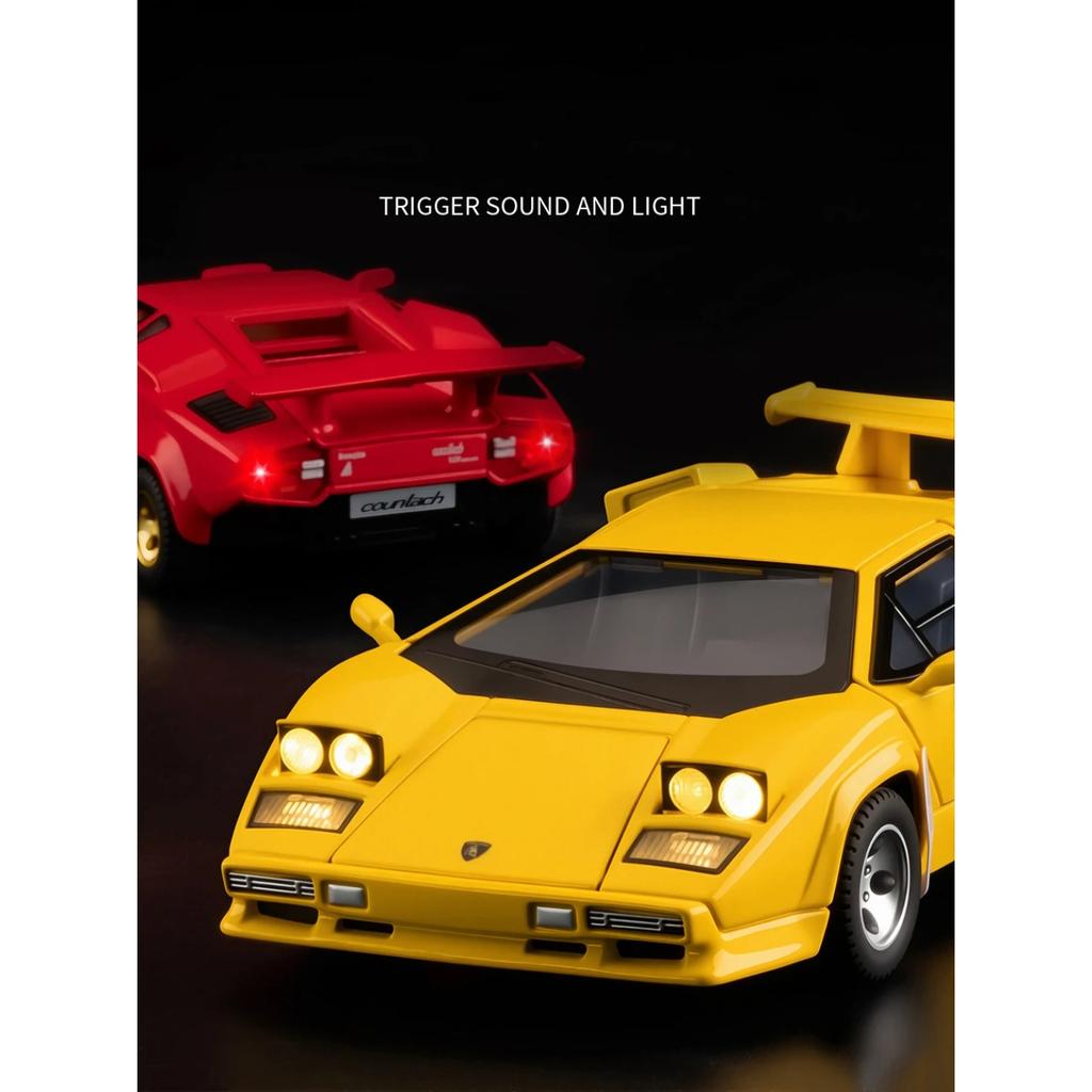 1/32 Lamborghini Countach LP500S Симуляция Металлическая модель автомобиля Литье под давлением Игрушки Детская игрушечная машинка Звук и свет Оттянуть назад Подарок на день рождения