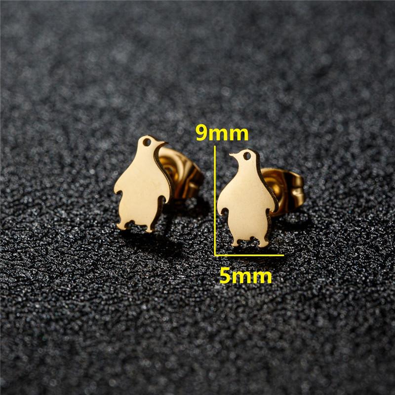 Minimalist Cute Animal Earings Jewelry Small Penguin Fish Swallow Stud Earrings for Women U Shaped Earing Oorbellen