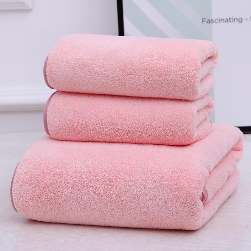 Thickened Lint-Free Coral Fleece Bath Towel Set - Extra Large, Absorbent, 3-Piece Household Set