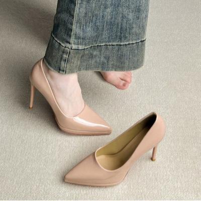 Модные новые туфли-лодочки однотонные женские туфли на высоком каблуке женская модная лакированная кожа сексуальный острый носок тонкий каблук свадебные туфли