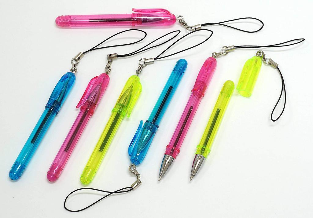 Мини-ручка Takizawa с блестками и кольцом-крабом, 75 шт. в упаковке по 3 шт., в пакете OPP, с коротким шариковым наконечником Noshi 93 мм, с мини-ручкой с полупрозрачным корпусом и колпачком