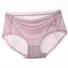 Underwear Women Sexy Ice Silk Transparent Lace Mid Waist Panties Breathable Antibacterial Bottom Crotch Briefs Plus Size Women