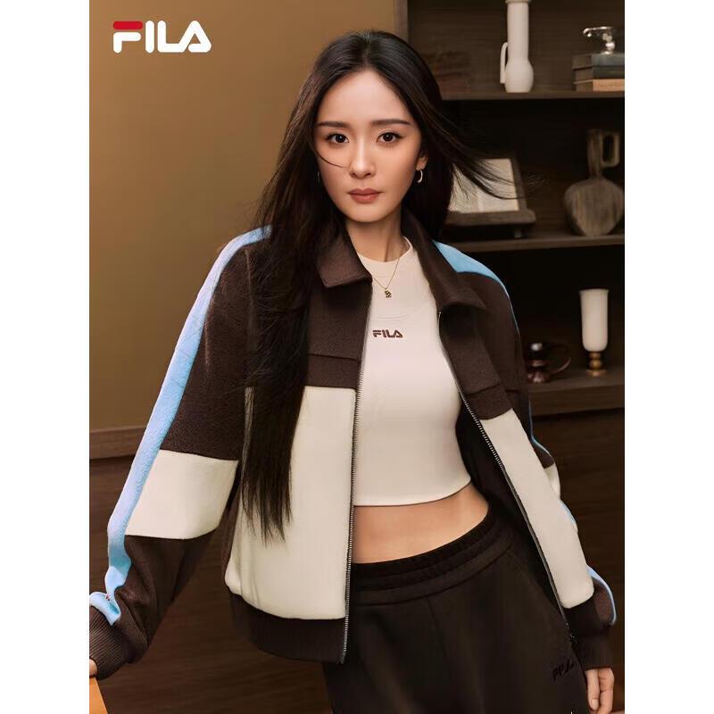 Fila Женская шерстяная куртка в стиле колор-блок, соавторства Yang Mi