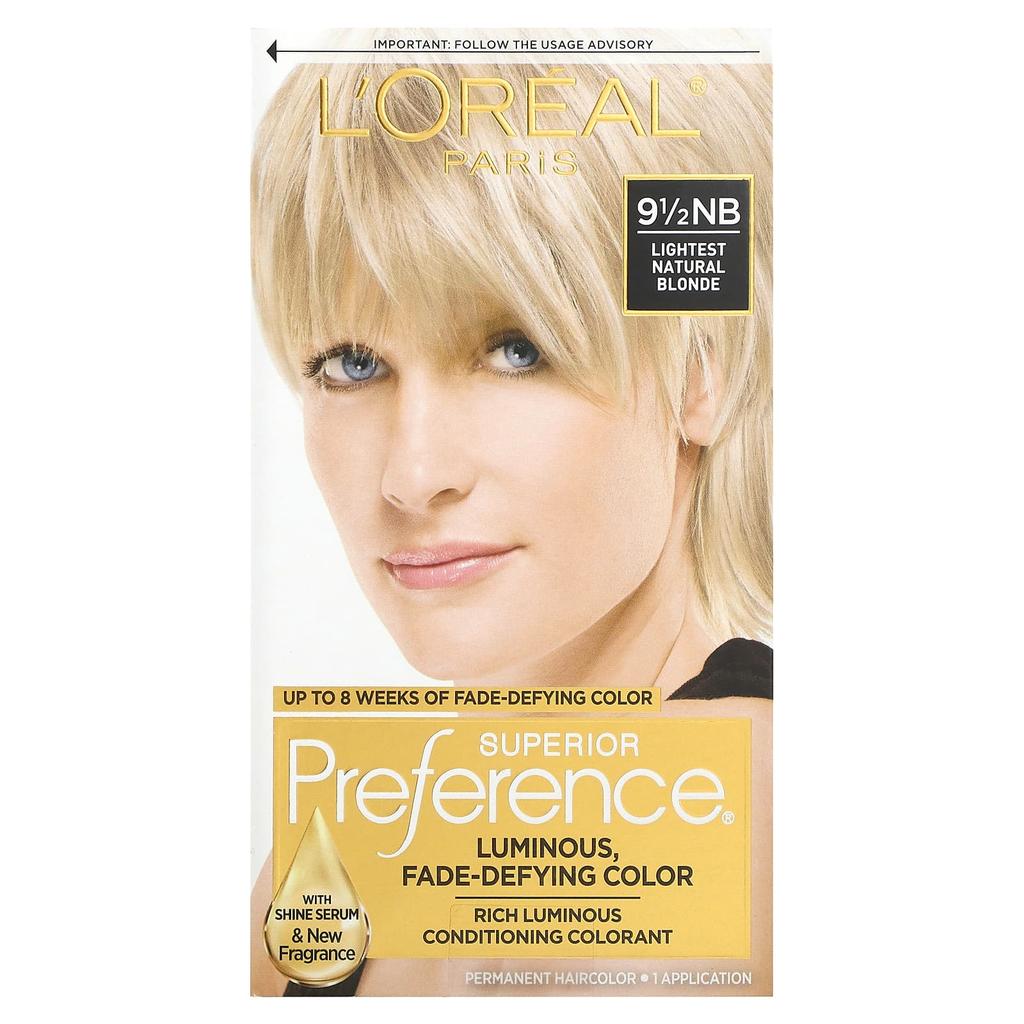 L'Oréal, Preferred Light, Non-Fade Color, 9 1/2 Nb, Lightest Natural Blonde, 1 Application