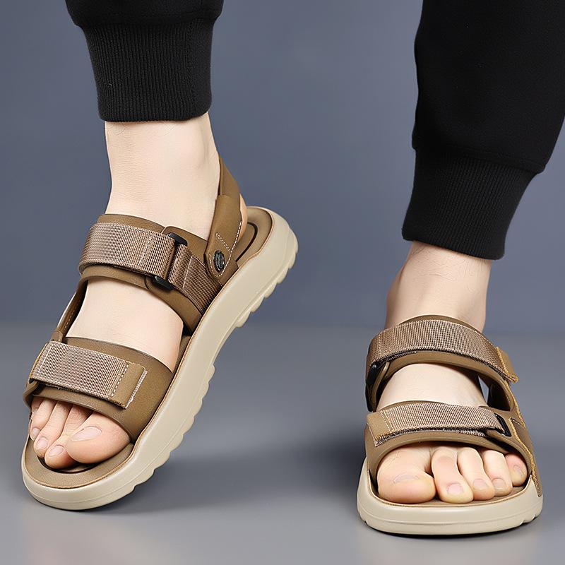 Fashion 2025 Summer New Dual-use Outdoor Sports Beach Shoes Sandals for Men Non-slip Ear-resistant Men's Slippers Fashion Leather Sandal