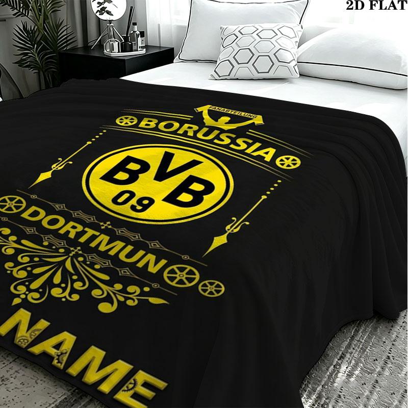 1PC Borussia Custom Name Patterned Flannel Blanket Suitable For All Seasons for Home Decor Warmth and Comfort Gifts Holiday Present