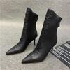 Heeled Boots Woman Winter 2025 Korean New In Women Shoes Pointed Toe Elegant Leather Booties Comfortable Black Autumn High Heels