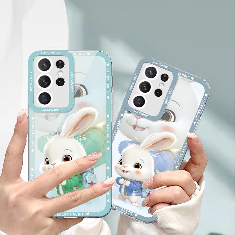Чехол для Samsung S21 Ultra Transparent Anti-Fall с рисунком кролика