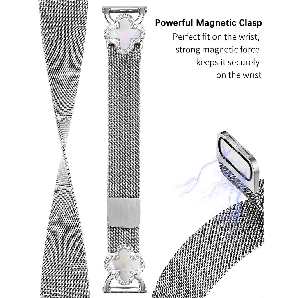 For Realme Techlife Watch S100 Milanese Band Stainless Steel Magnetic Watch Strap with Clover Connector, Size: S