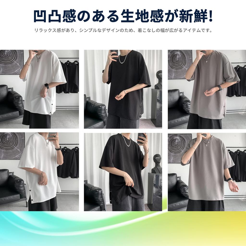 Short Large Loose Summer Gray 3XL [Hiboss] Men's T-shirt, Sleeve, Size, Plain, 5/8 Sleeve, Stylish, Fit, Clothes, Men's,