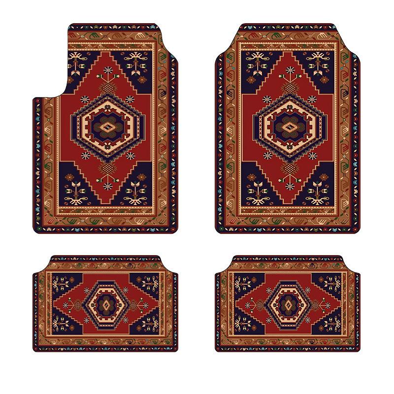 Vintage Persia Kilim Complete Car Foot Mat Machine Made Suede Anti-Skid PVC Bottom Wear Resistant Universal Car Interior Rug