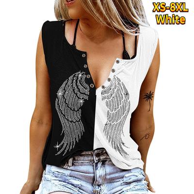 Женские майки, сексуальные летние топы без рукавов с V-образным вырезом, жилет с 3D принтом, топы с красными крыльями
