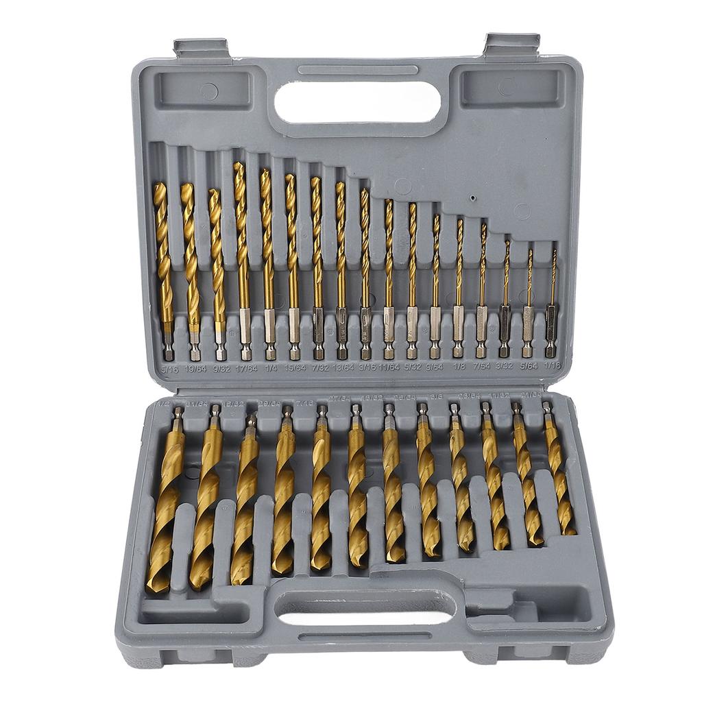 Набор спиральных сверл с титановым покрытием HSS 1/4 дюйма шестигранный хвостовик 5/64 до 1/2 ударные сверла с ограничительными кольцами для Wo