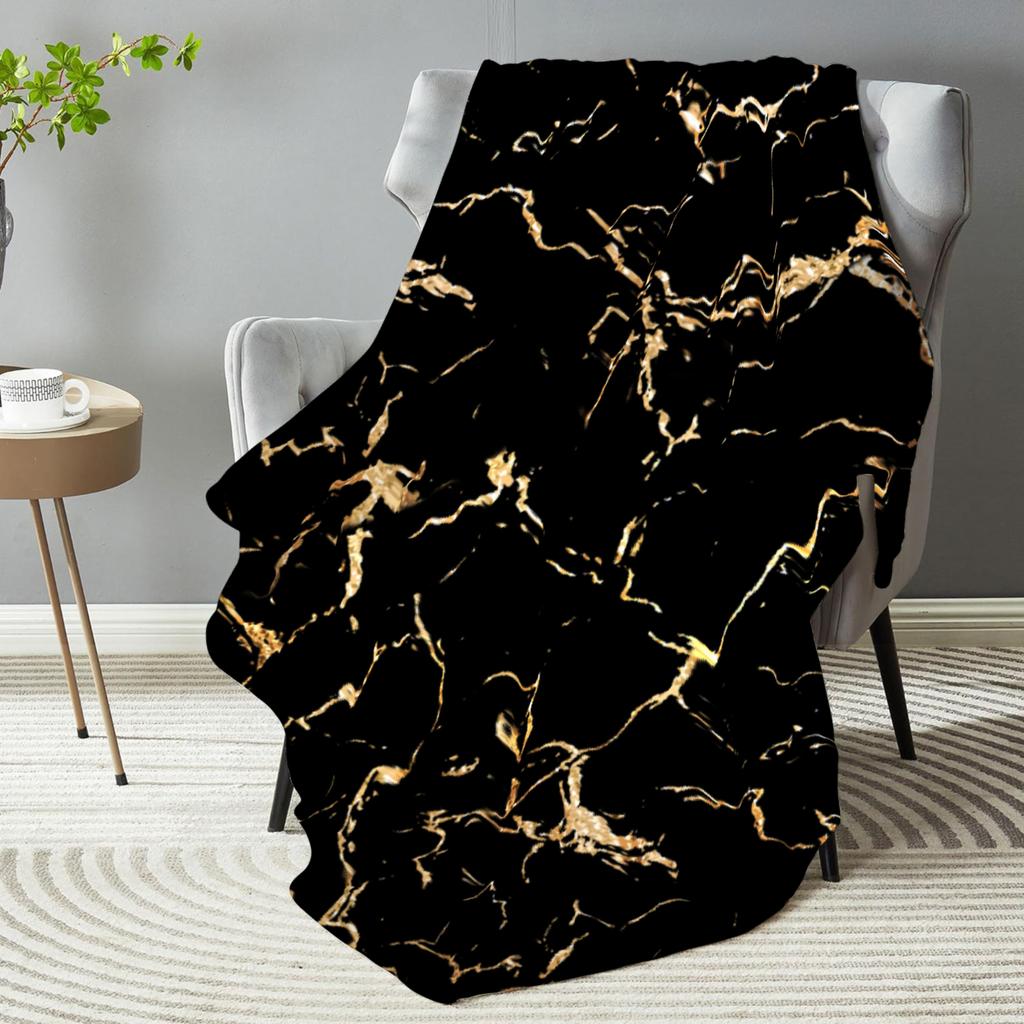 1 шт. Черное одеяло с принтом мрамора с прожилками, роскошное удобное флисовое одеяло для дома, гостиной, спальни, для украшения, подарок на день рождения
