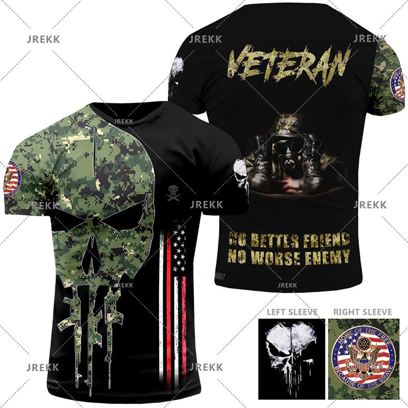 Футболка с камуфляжным принтом «Лесная пустыня» для мужчин, футболка с принтом 3D-черепов, с коротким рукавом, быстросохнущая футболка «Джунгли» оливкового цвета