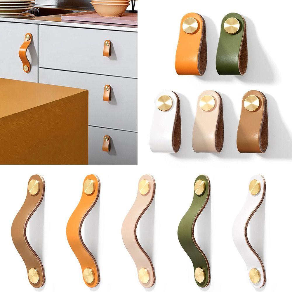 Wardrobe Eco-Friendly Leather Door Handles Cabinet Handle Drawer Pull Knobs Furniture Handle