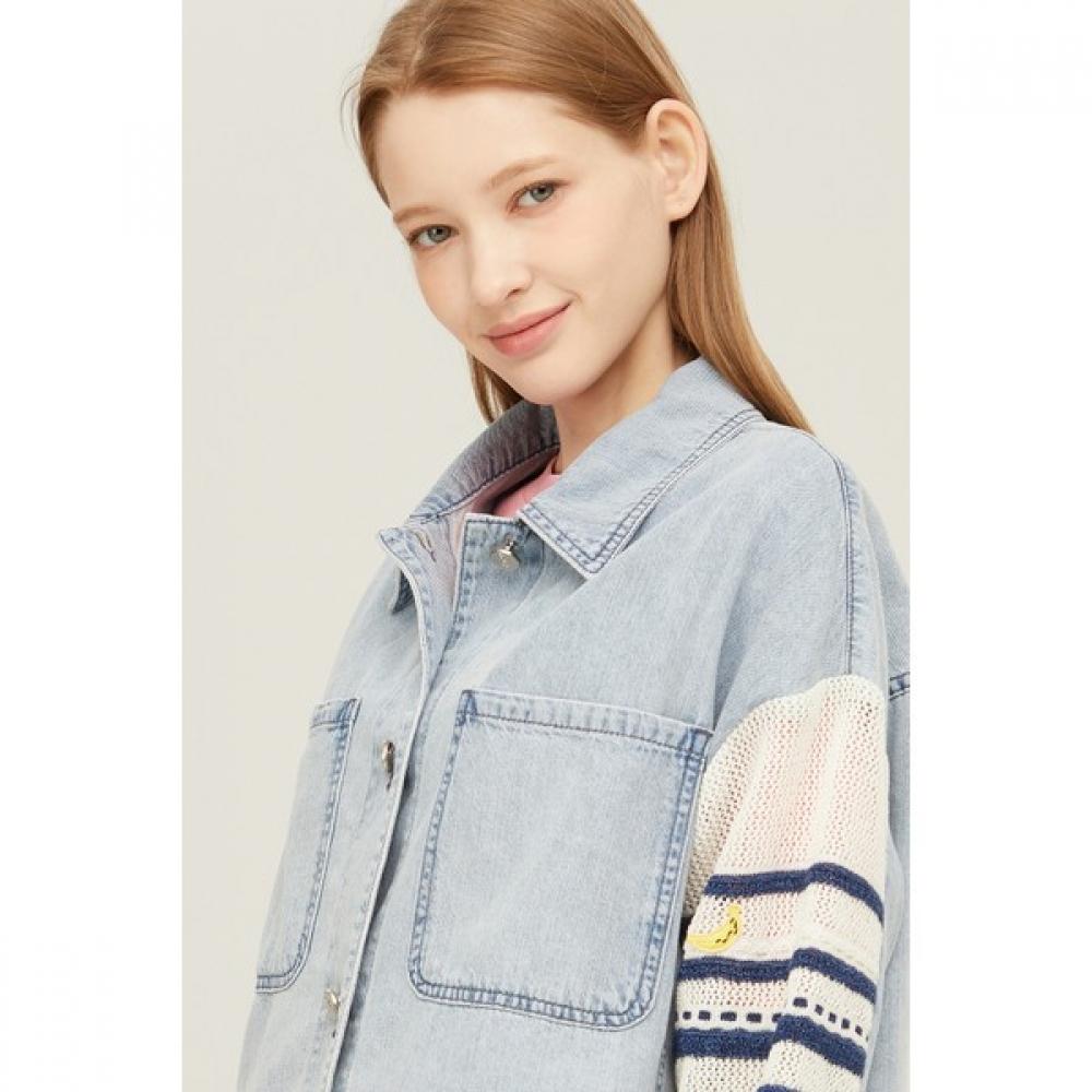 Benetton Джинсовая блузка Benetton с трикотажными рукавами Babla2531