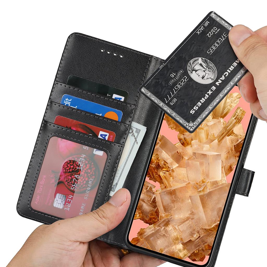 For Google Pixel 8 Case Textured Leather Wallet Phone Cover with Strap