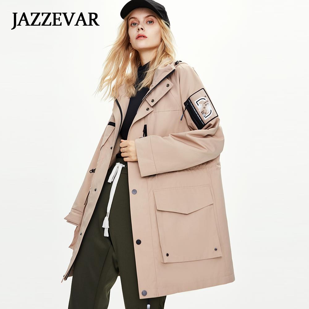 JAZZEVAR Женская ветровка Ins, красивое рабочее пальто средней длины, длинная хлопковая куртка Синьцзян