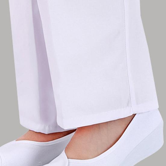 Летние брюки для медсестры со средней посадкой и эластичной резинкой на талии, широкие длинные брюки, однотонные женские рабочие брюки с карманами