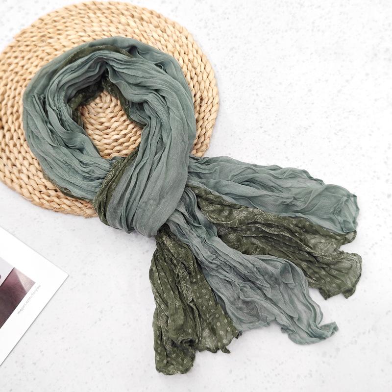 Плетеный шарф, мятый, простой и универсальный, шелковый шарф, осенне-зимняя цветочная шаль, шарф из балийской пряжи для женщин