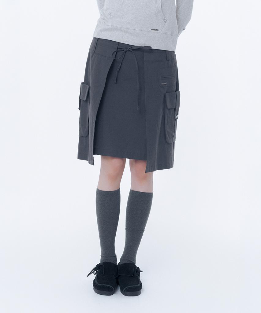 Miseki Seoul Layered Pocket Cargo Skirt Charcoal