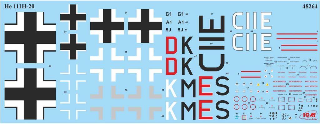Пластиковая модель немецкого армейского бомбардировщика Heinkel времен Второй мировой войны ICM ICM 48264 1/48 He111H-20