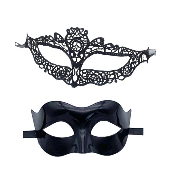 2 Pcs Couple Masquerade Masque Set for Men And Women