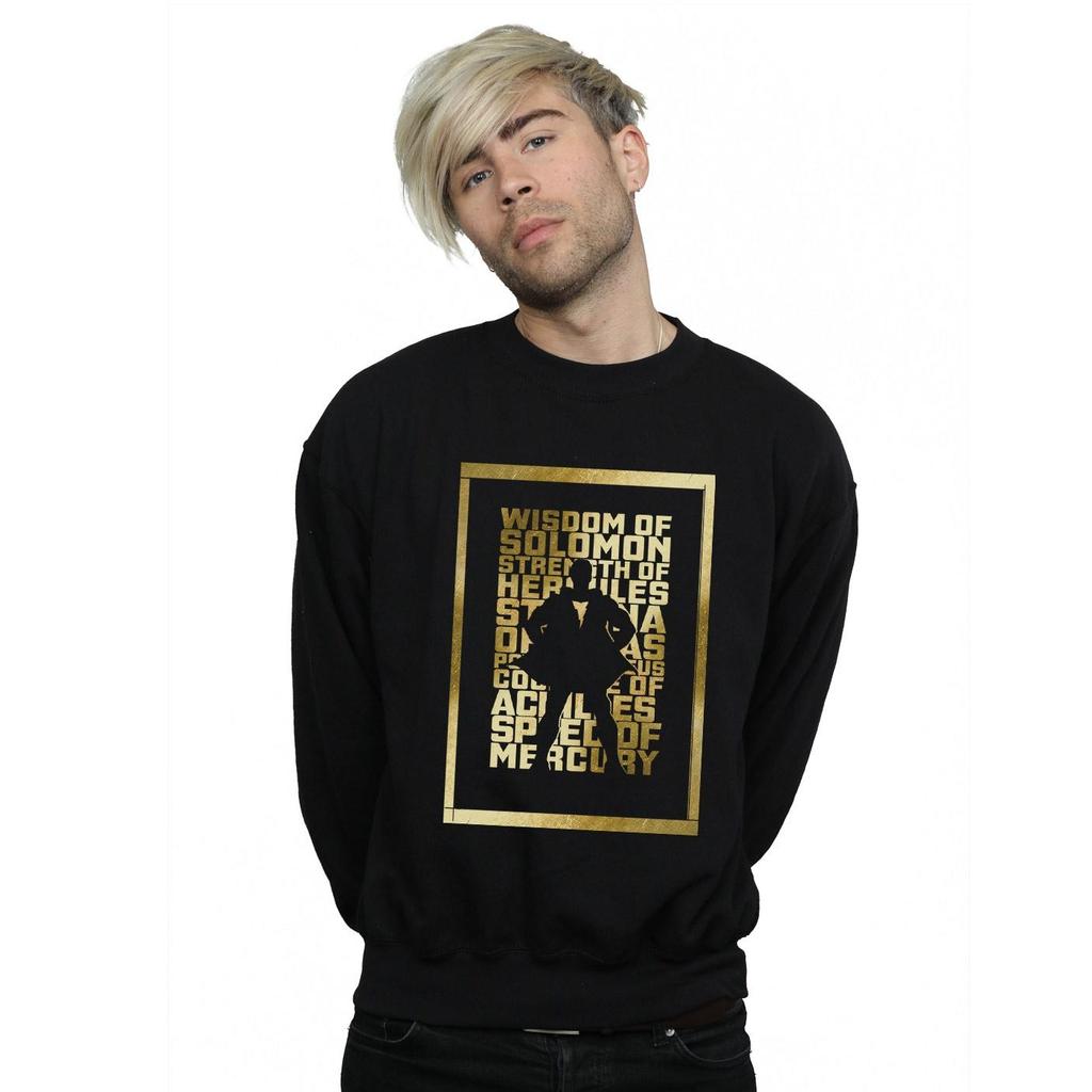 DC Comics Mens Shazam Gold Text Sweatshirt