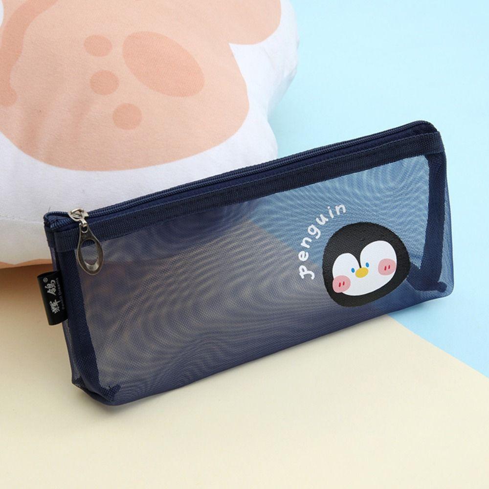 Мультяшный сетчатый пенал креативная сумка для хранения канцелярских принадлежностей простая косметичка для хранения студент