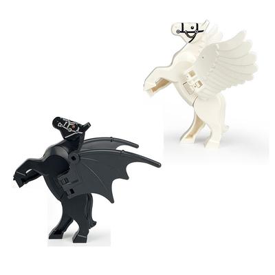 2 шт. MOC, белая летающая лошадь, минифигурка Пегаса, аксессуары, детали пистолета, строительные блоки, комплект, наборы кирпичей, модель, детские игрушки