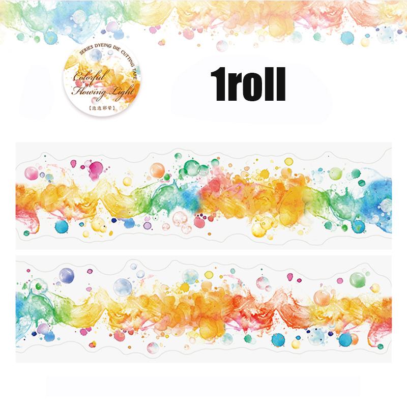 1 рулон радужной градиентной вырубной ПЭТ-ленты для скрапбукинга, DIY-журнала, коллажного искусства, украшения чехла для телефона, блокнота, подарок, рукоделие