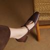 Fashion 2025 New Spring Women Pumps Genuine Leather Shoes for Women Square Toe Mary Janes Women Shoes Retro Med Heel Ladies Shoes