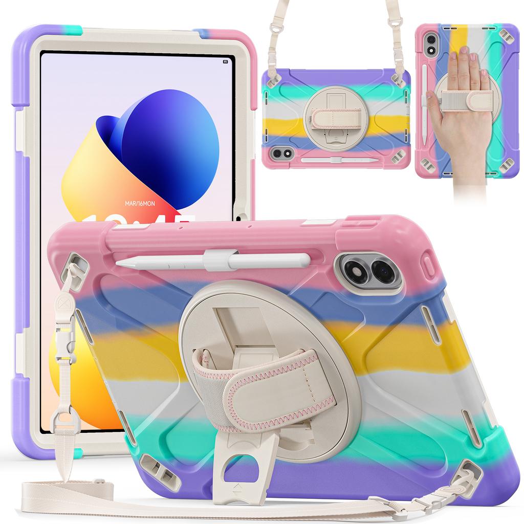 Rugged Case for Xiaomi Redmi Pad 2 Pro 2025 12.1" 25099RP13G 2509BRP2DG 360 Rotating Stand Heavy Duty Cover with Shoulder Strap
