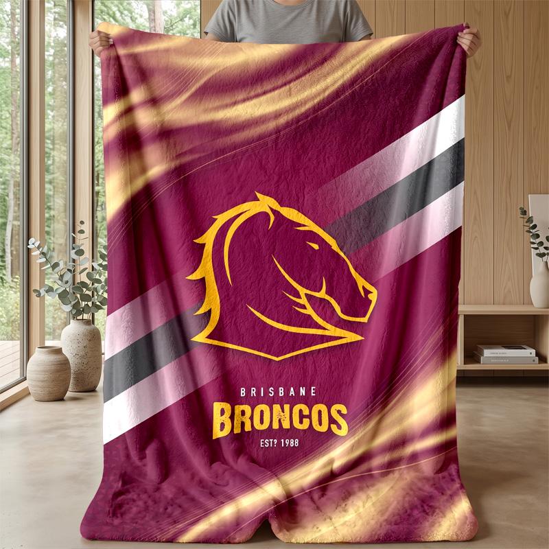 Brisbane Broncos Flannel Fleece Blanket Cozy Warm Throw Blanket For Couch Bed Travel All Season Use