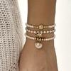 3pcs Classic Metal Starfish Shell Drop Bracelets Set for Women Handmade Imitation Pearls Beaded Bracelets Summer Jewelry Gifts