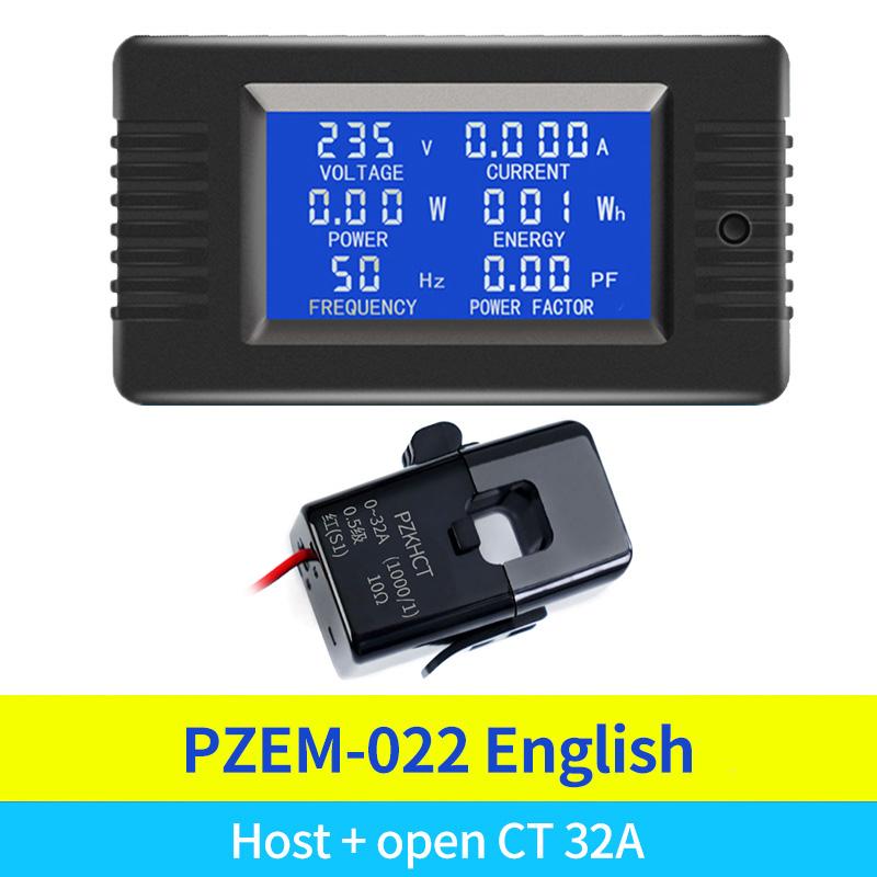 PZEM022 6 in 1 AC 80V-260V 32A 100A Digital Voltmeter Ammeter Voltage Current Tester Power Energy Frequency Power Factor Meter