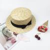 Шляпа соломенная с плоской тульей, широкими полями и лентой, шляпа от солнца для девочек с бантом