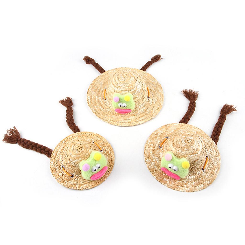 Соломенная шляпа для щенков, шляпа для собак с косами, головной убор, шляпа дьявола, летняя шляпа с ремнем, реквизит для фотосъемки