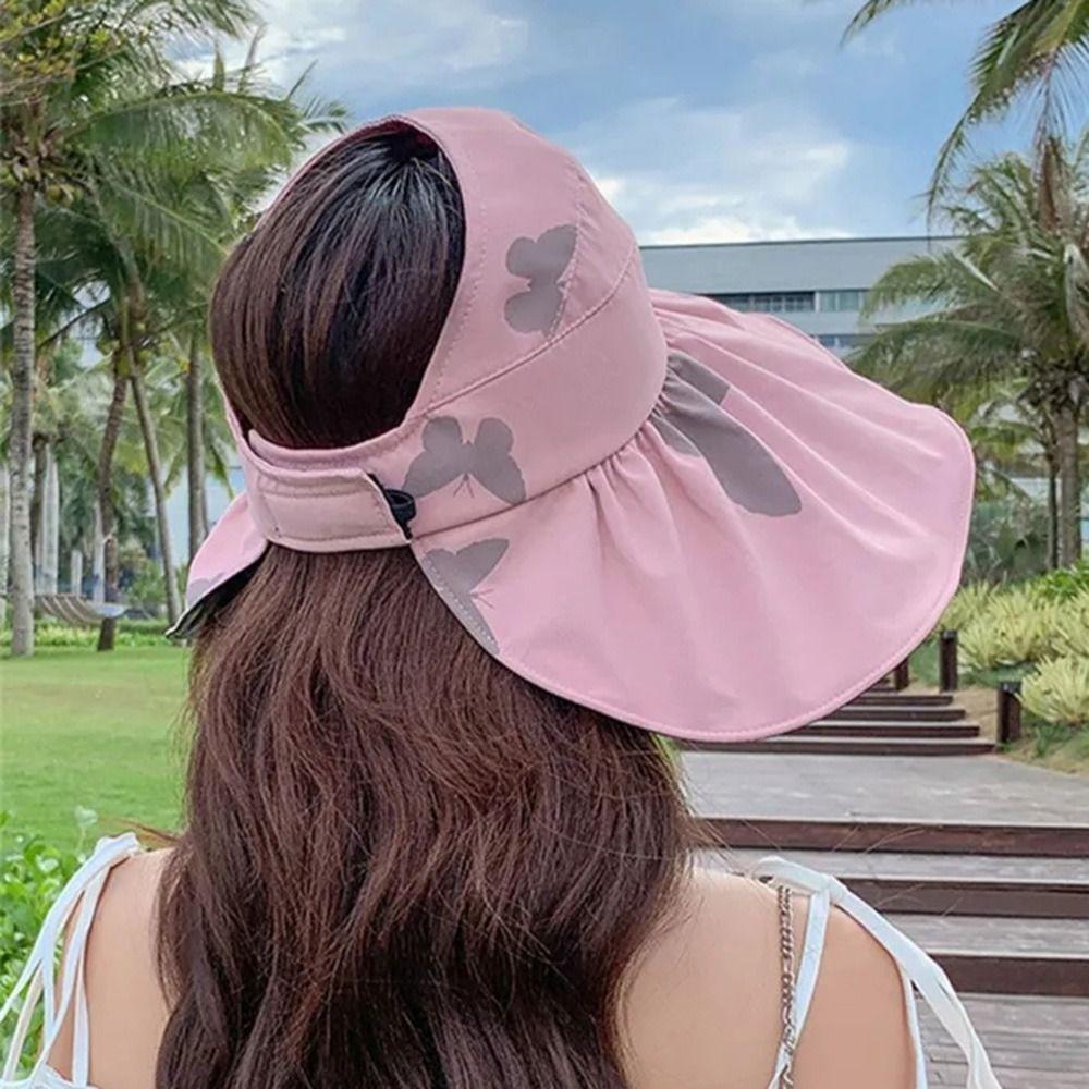 Защита от ультрафиолета Летняя солнцезащитная кепка Складная солнцезащитная панама с большим козырьком Женская солнцезащитная шляпа