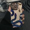 Сине-золотой чехол с двойной змеей для новых чехлов Apple 2017 года, iPhone 15 Pro Max, 16 Pro и 14 Pro.