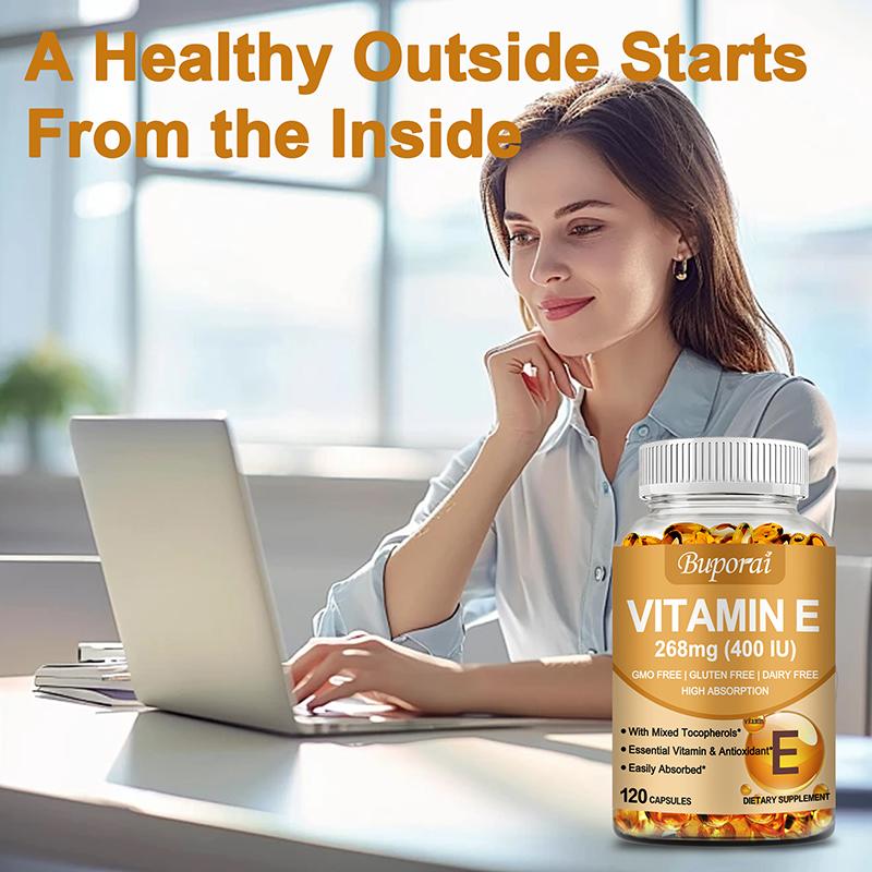Buporai Vitamin E supplement is beneficial for skin health, facial health, and immunity.