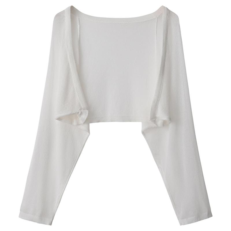 Женский трикотажный кардиган с длинными рукавами, топы с высокой талией, солнцезащитная шаль