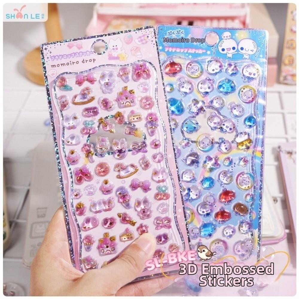Embossed Animal 3D Crystal Sticker Diy Crafts Melody 3D Relief Stiers Drop Particle Decal Pvc Relief Decorative Sticker
