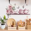 Акварельные розы Чайный сервиз Фон Ландшафтный дизайн Декоративные настенные наклейки