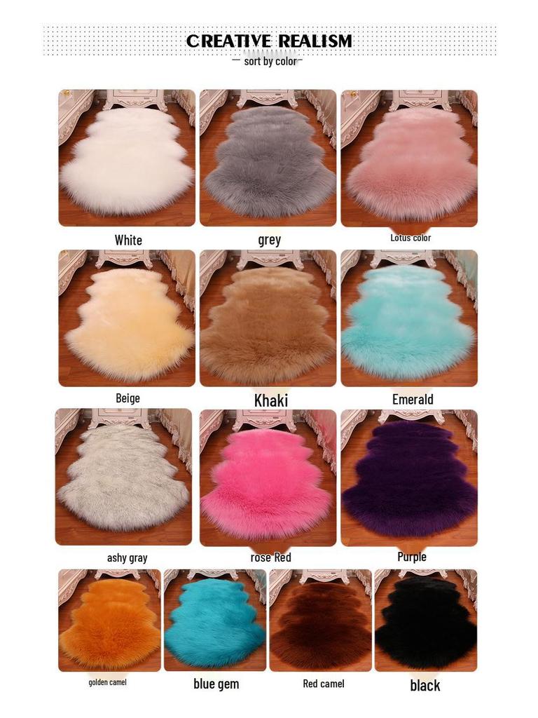 European Imitation Wool Plush Carpet - Gray and White