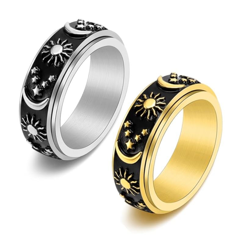 [ZAKAKA] ring men's stainless ring fashion accessories present (17, golden)
